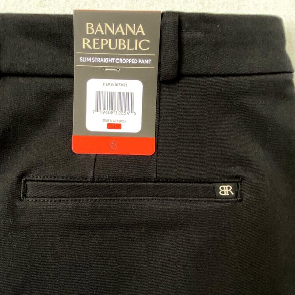 Banana Republic Slim Straight Cropped Pant Slacks Womens Stretch Black - Picture 5 of 9